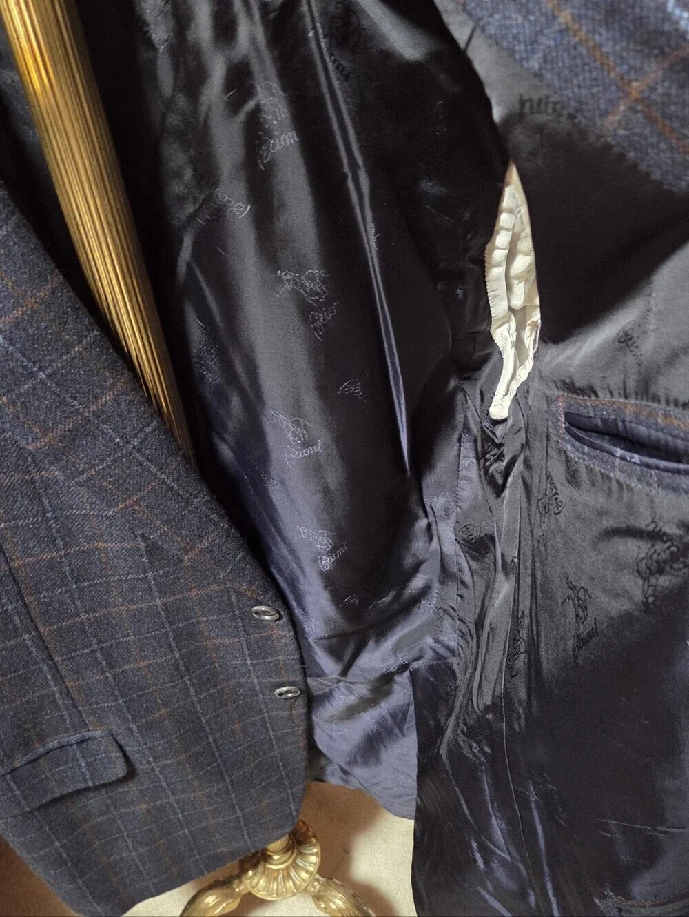 Brioni Nomentano Cashmere Blue Plaid Windowpane Blazer Sportscoat Size 46R